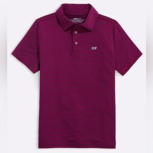 Vineyard Vines Bradley Performance Stripe Polo Shirt Blue Red Boys Size 6